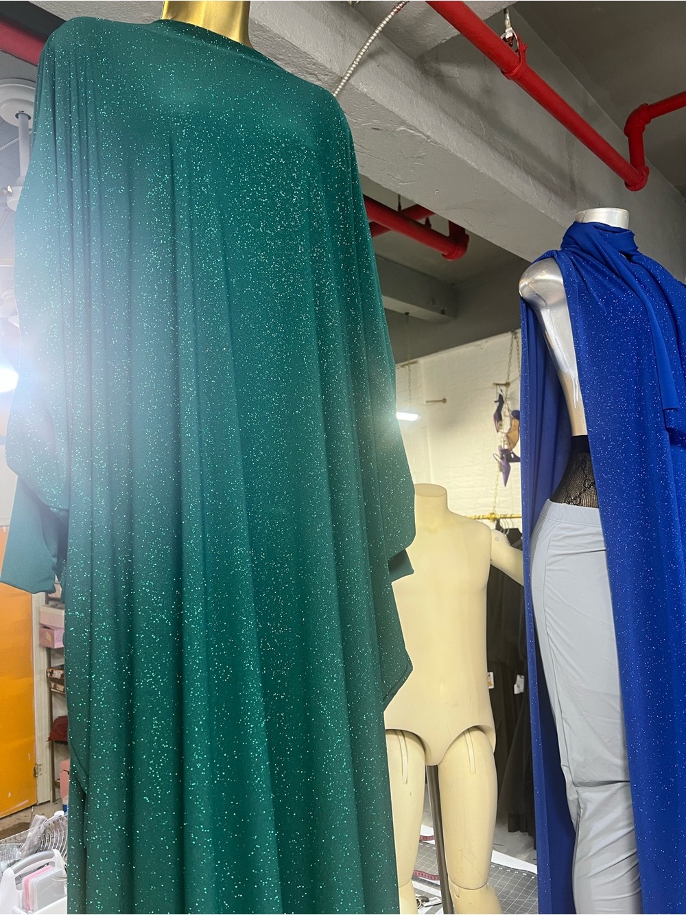 Sparkle Green Draped Maxi Dress